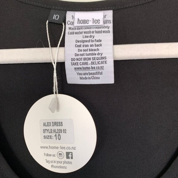 Black & Gold Sequin Detail Alex Dress By Home-Lee Size 10 Polyester Blend midi d - Picture 5 of 12